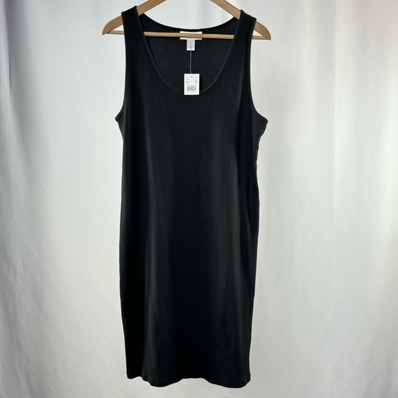 NWT Motherhood Maternity Sleeveless Ribbed Bodycon Dress in‎ Black Size Large - Picture 1 of 4